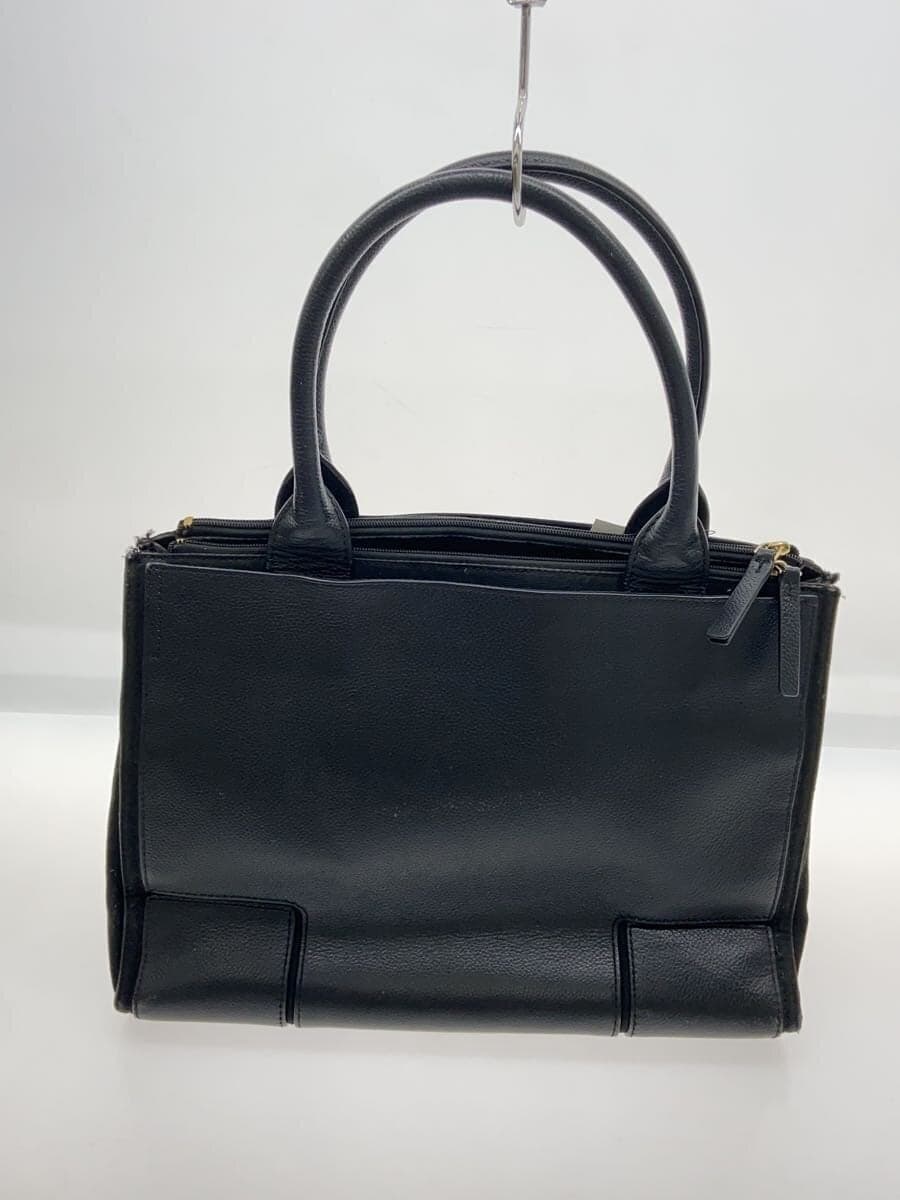 TORY BURCH tote bag leather black plain 3