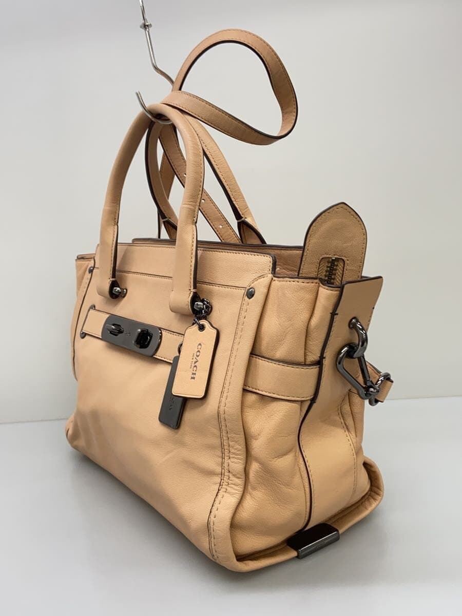 COACH Shoulder Bag Leather BEG Solid 87295 2