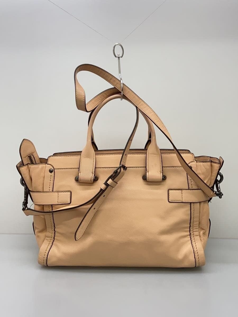 COACH Shoulder Bag Leather BEG Solid 87295 3