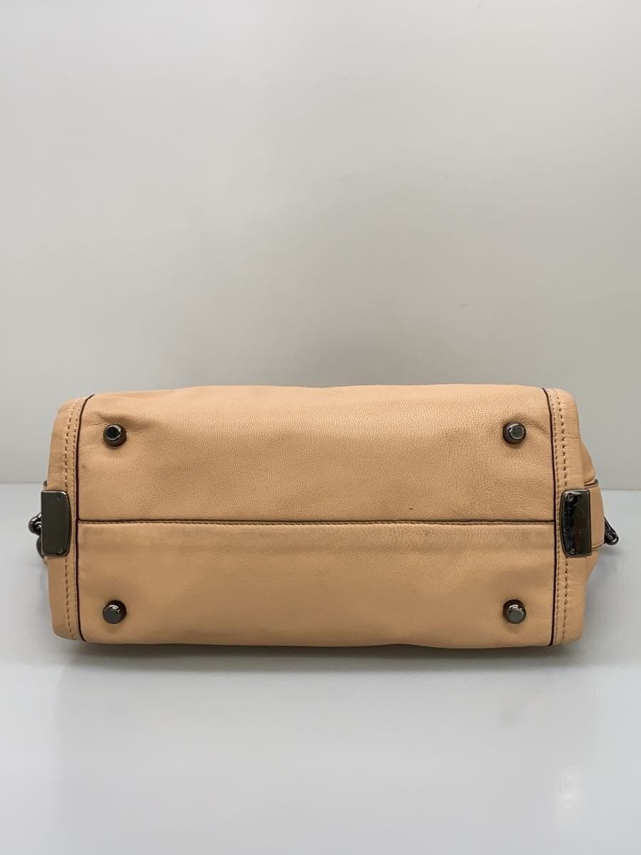 COACH Shoulder Bag Leather BEG Solid 87295 4