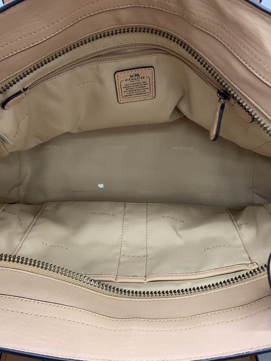 COACH Shoulder Bag Leather BEG Solid 87295 6