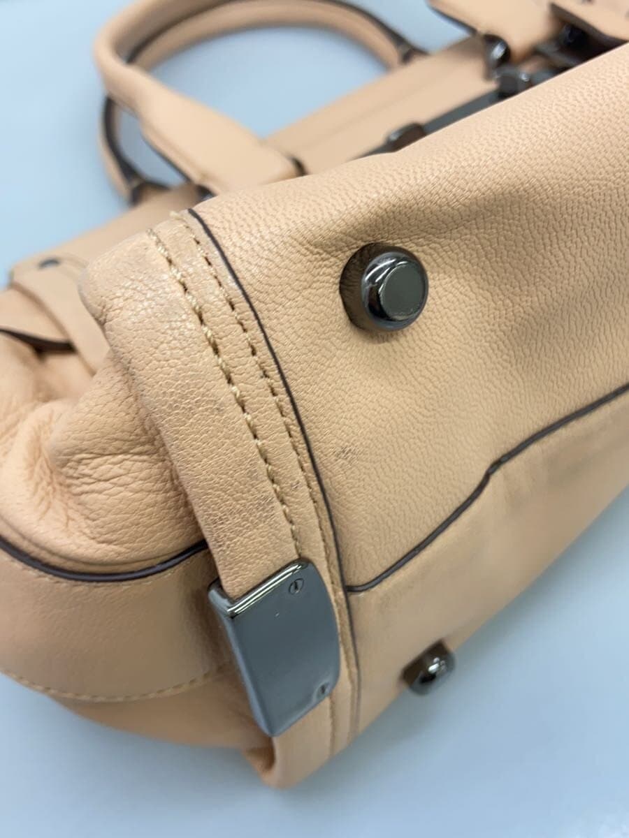 COACH Shoulder Bag Leather BEG Solid 87295 8