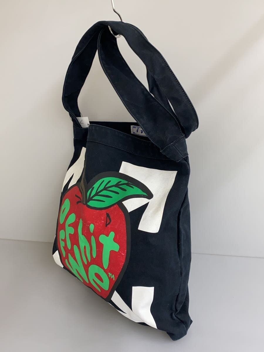 OFF-WHITE Apple Print Tote Bag Canvas BLK 2