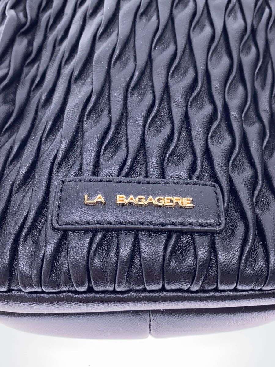 LA BAGAGERIE Random Pleats Shoulder Bag Faux Leather BLK 5