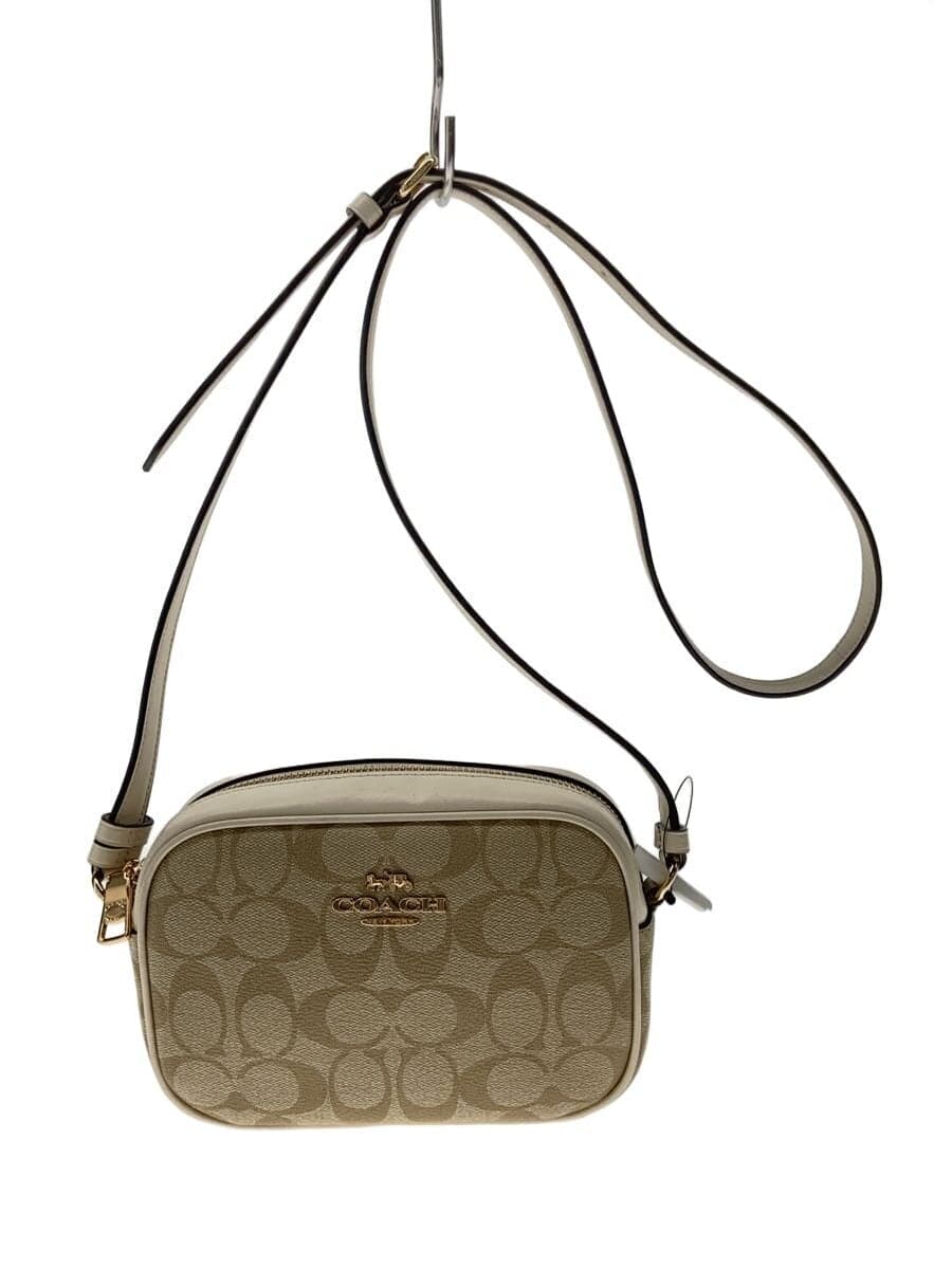 COACH Shoulder Bag Leather BEG All Over Pattern f2266