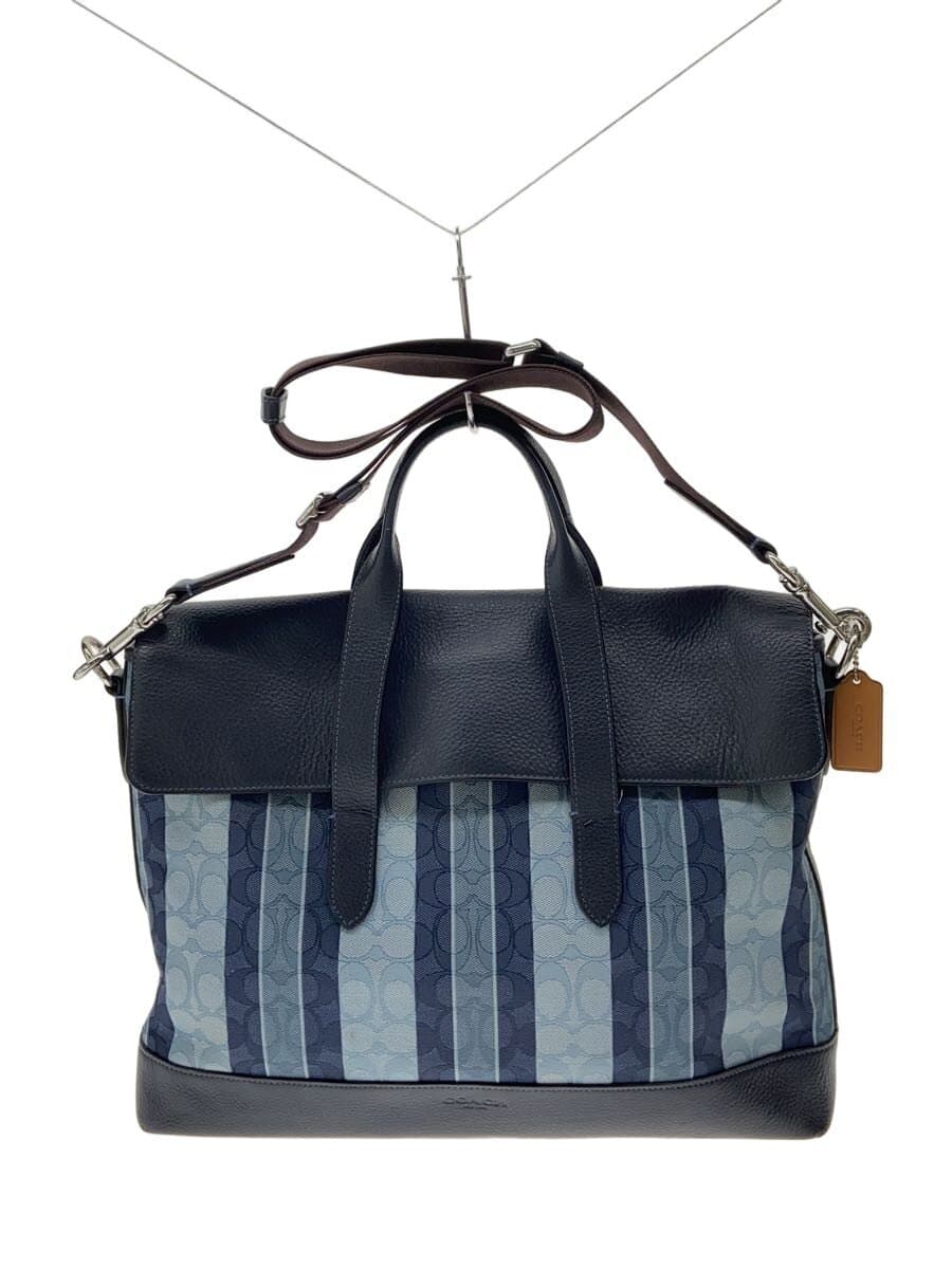 COACH Shoulder Bag Leather BLU All Over Pattern