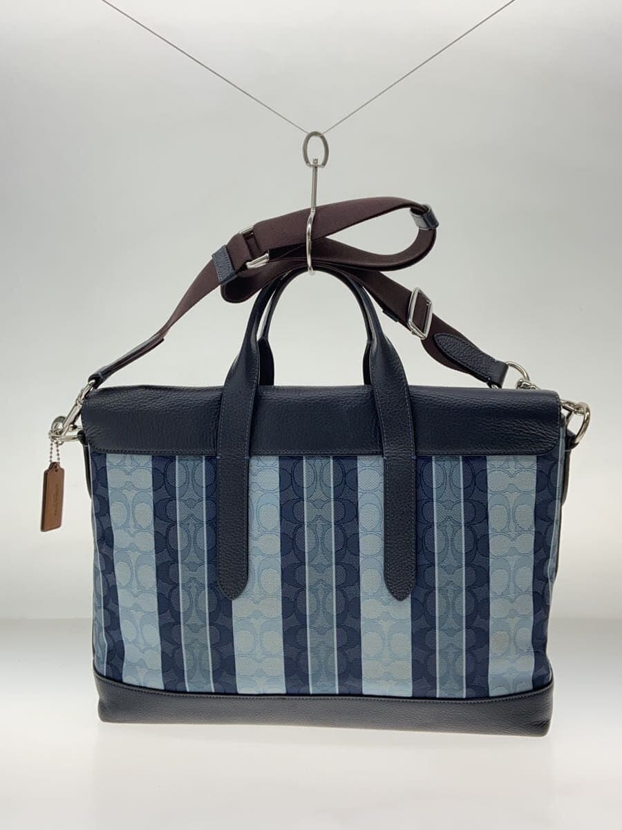 COACH Shoulder Bag Leather BLU All Over Pattern 3