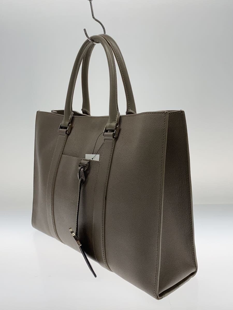 BVLGARI Tote Bag Leather BEG Solid Color 2