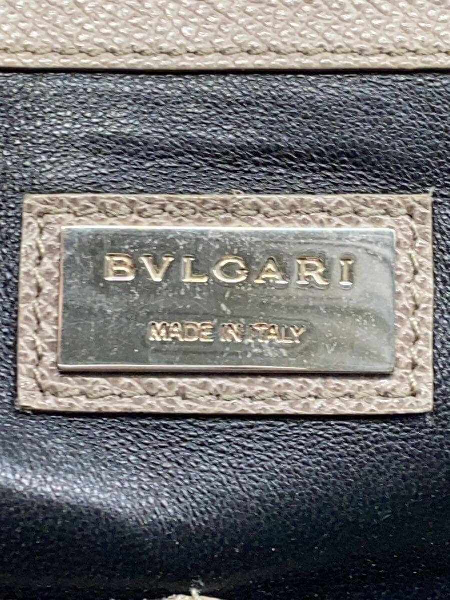 BVLGARI Tote Bag Leather BEG Solid Color 5