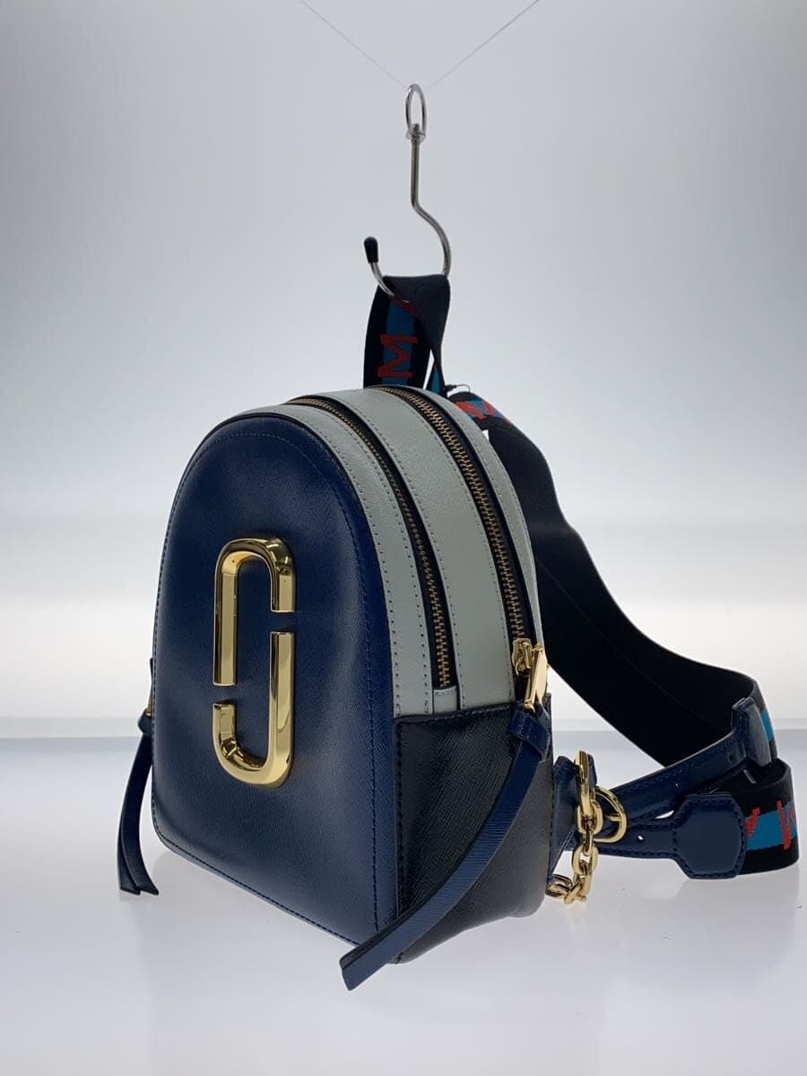 MARC JACOBS Backpack Leather Blue Plain 2