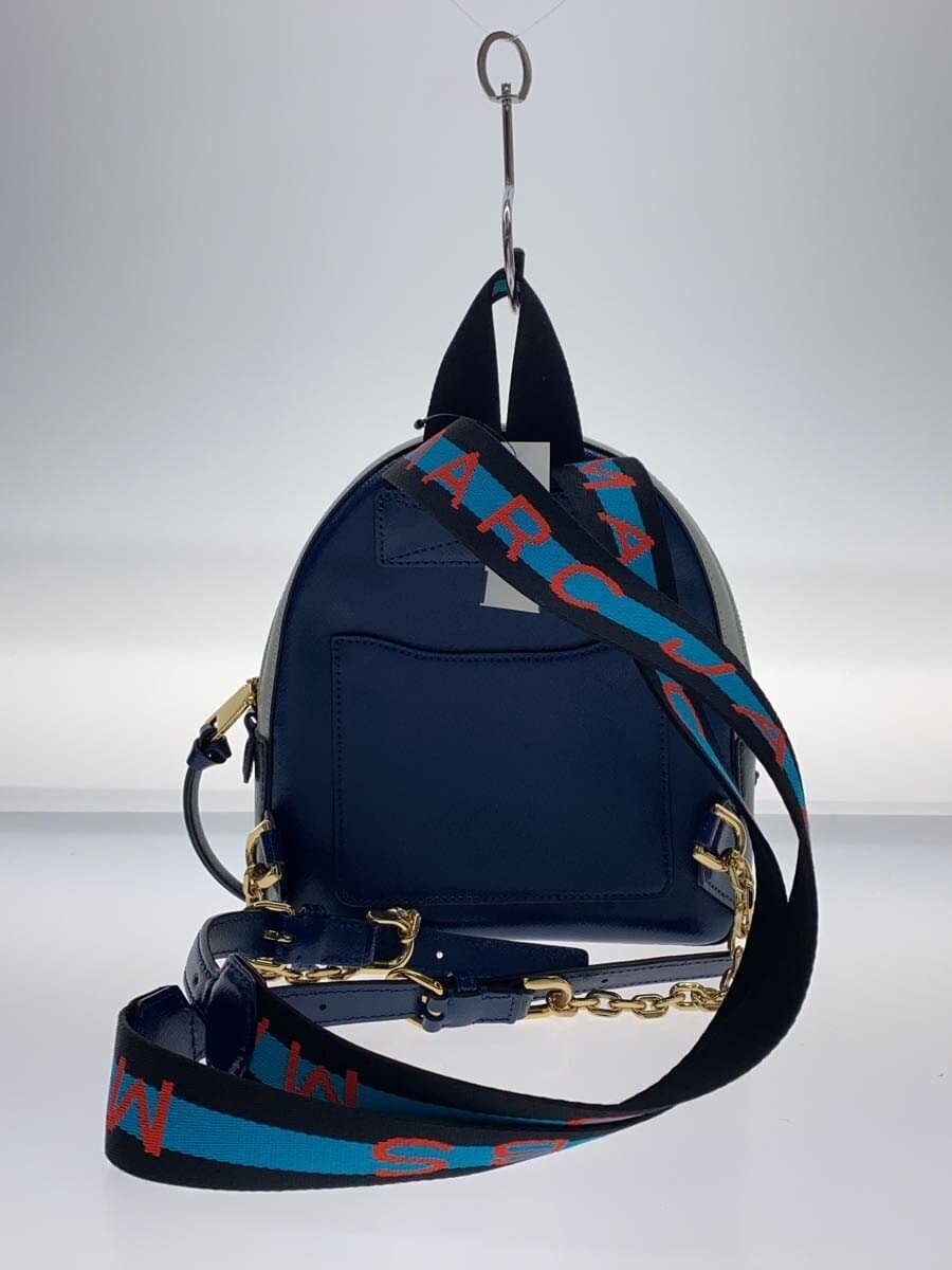 MARC JACOBS Backpack Leather Blue Plain 3
