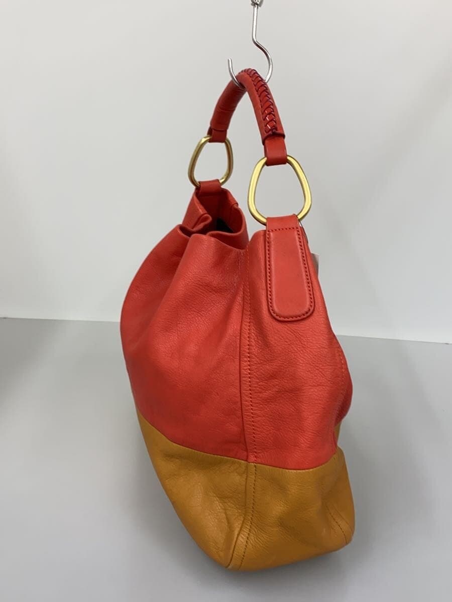 SAZABY Tote Bag Leather RED Solid One Handle 2