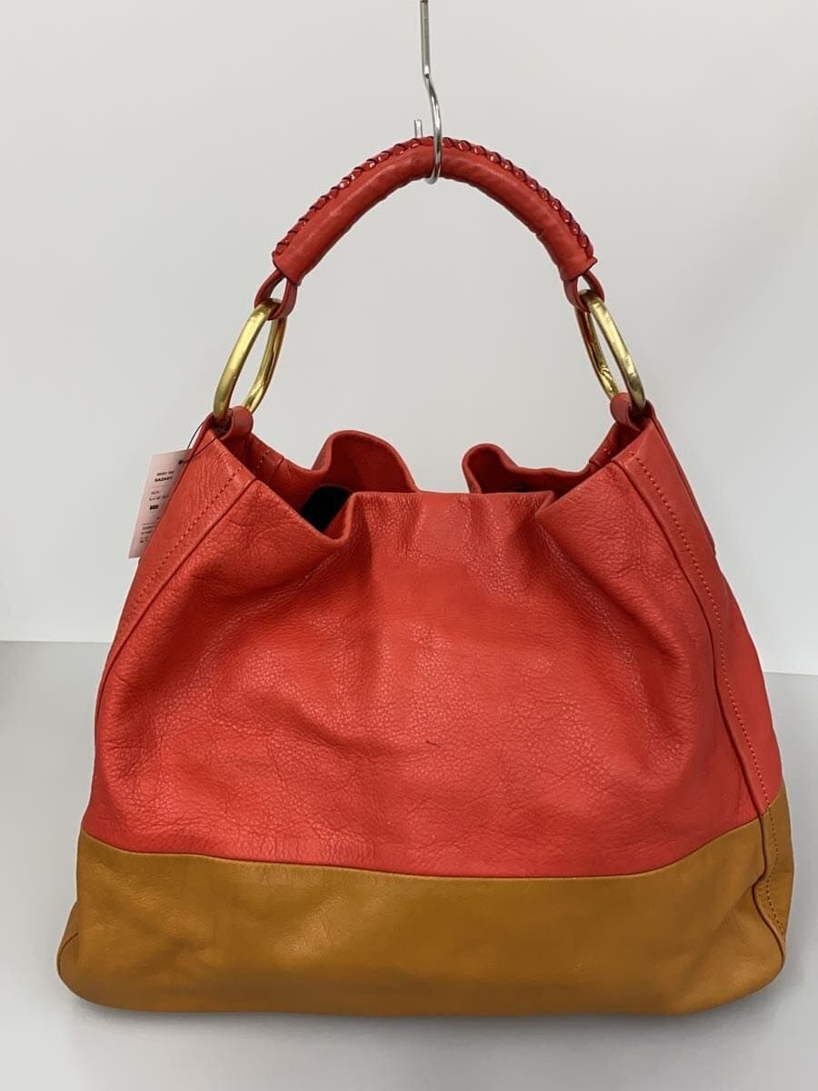 SAZABY Tote Bag Leather RED Solid One Handle 3