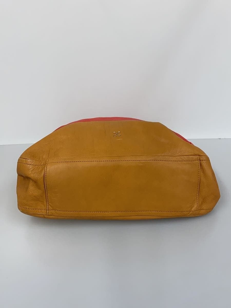 SAZABY Tote Bag Leather RED Solid One Handle 4