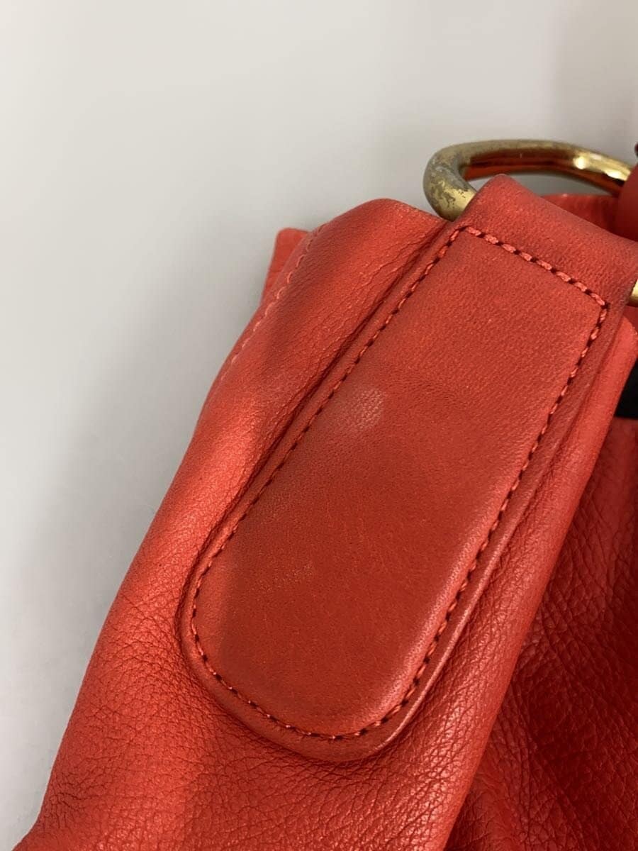 SAZABY Tote Bag Leather RED Solid One Handle 8