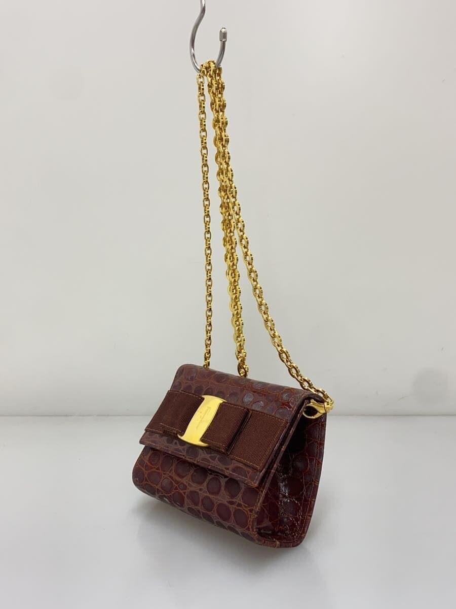 Salvatore Ferragamo shoulder bag leather BRW plain AQ-213202 Vara ribbon 2