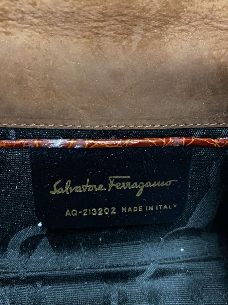 Salvatore Ferragamo shoulder bag leather BRW plain AQ-213202 Vara ribbon 5