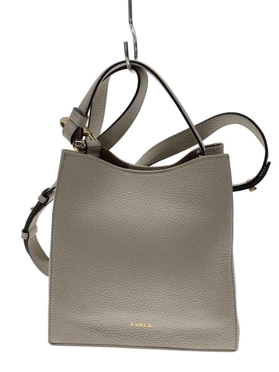 FURLA shoulder bag leather GRY plain 2WAY NUVOLA bucket bag