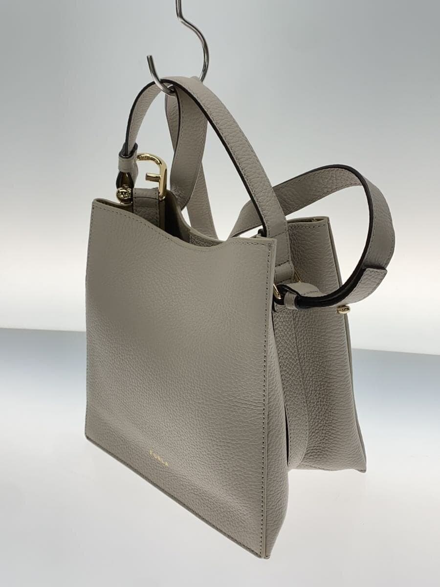 FURLA shoulder bag leather GRY plain 2WAY NUVOLA bucket bag 2
