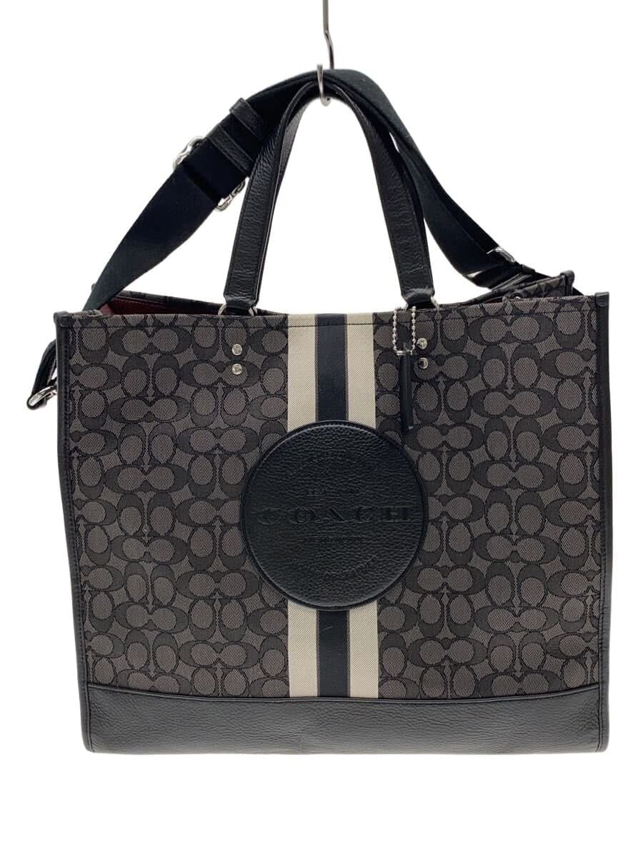 COACH Dempsey Tote 40 Signature with Strap and Coach Patch Canvas GRY Total
