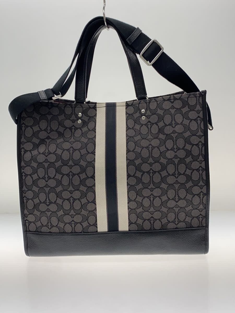 COACH Dempsey Tote 40 Signature with Strap and Coach Patch Canvas GRY Total 3