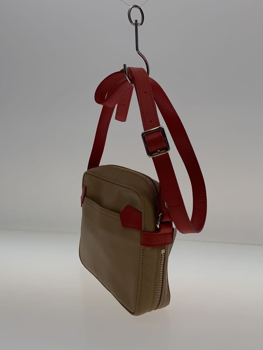 LONGCHAMP shoulder bag leather beige solid color 2