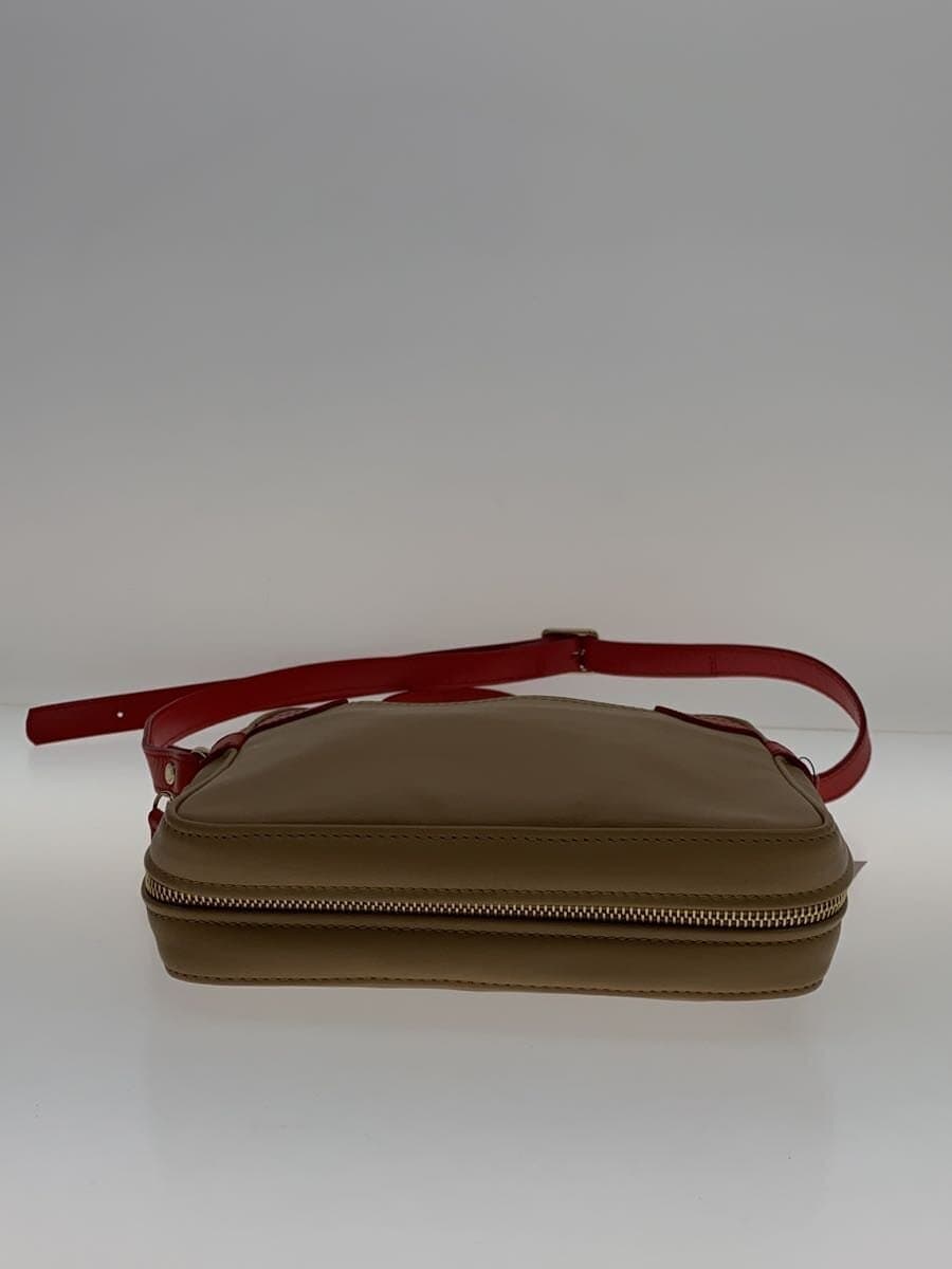 LONGCHAMP shoulder bag leather beige solid color 4