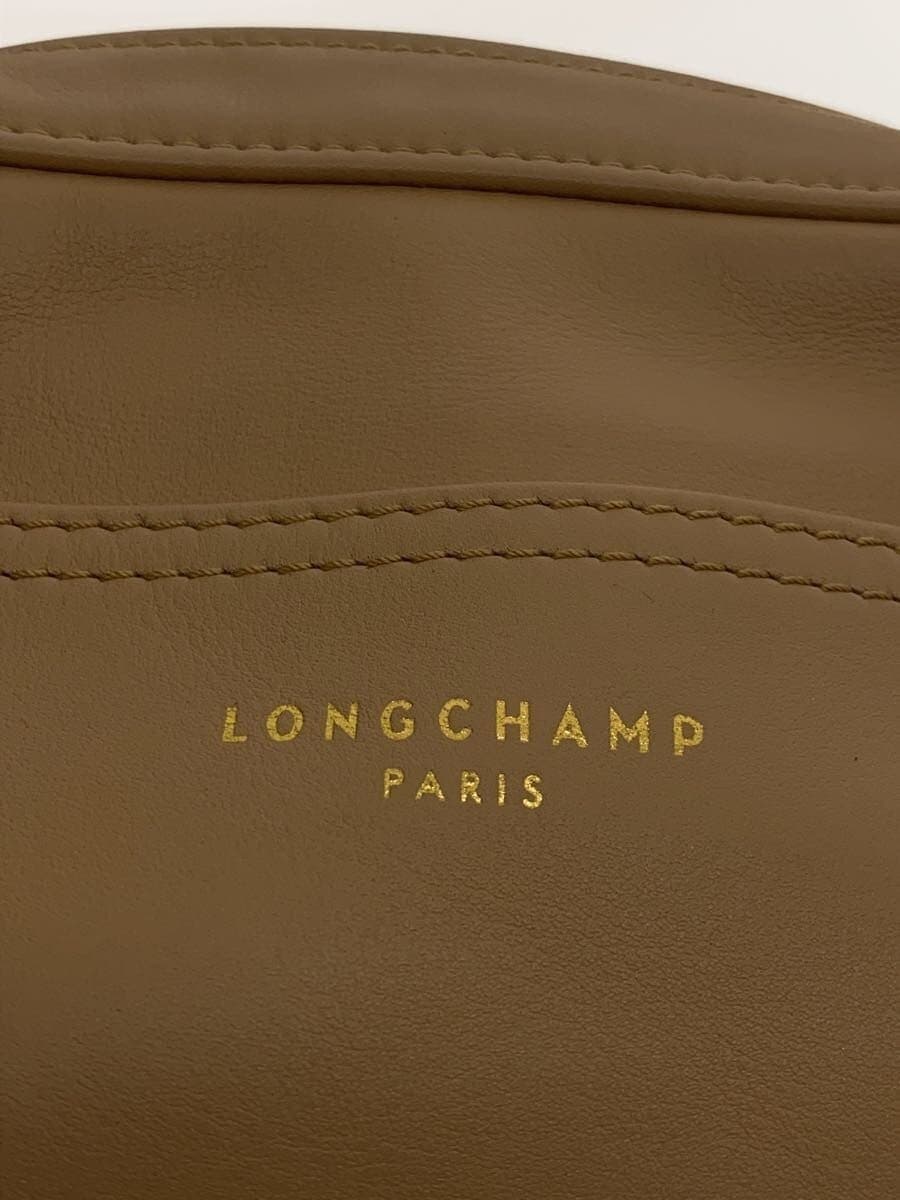 LONGCHAMP shoulder bag leather beige solid color 5