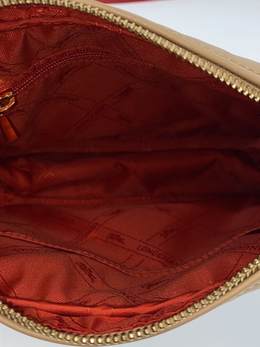 LONGCHAMP shoulder bag leather beige solid color 6