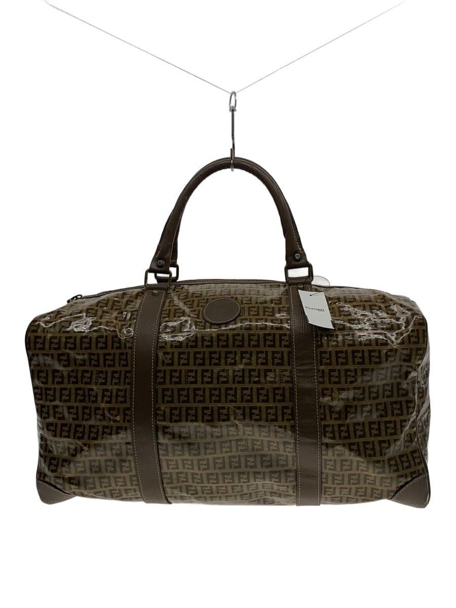 FENDIOLD Zuccas Boston Bag PVC BEG Allover Pattern