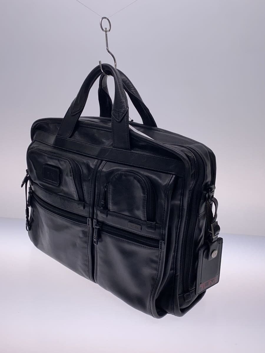 TUMI briefcase leather black 96114DH initial S.M no shoulder strap has scratches 2