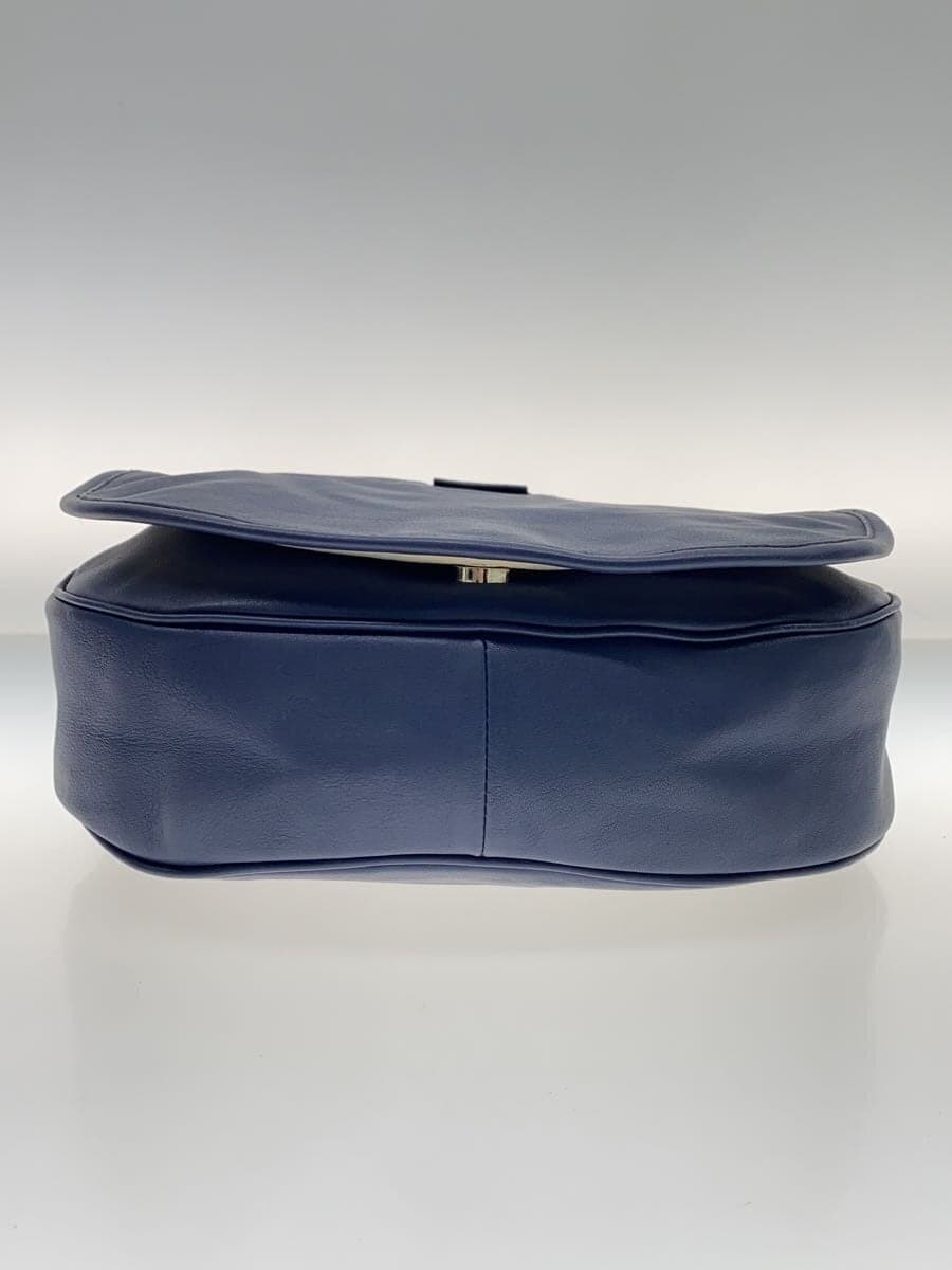 agnes b. Shoulder Bag Leather Blue Solid Color 4