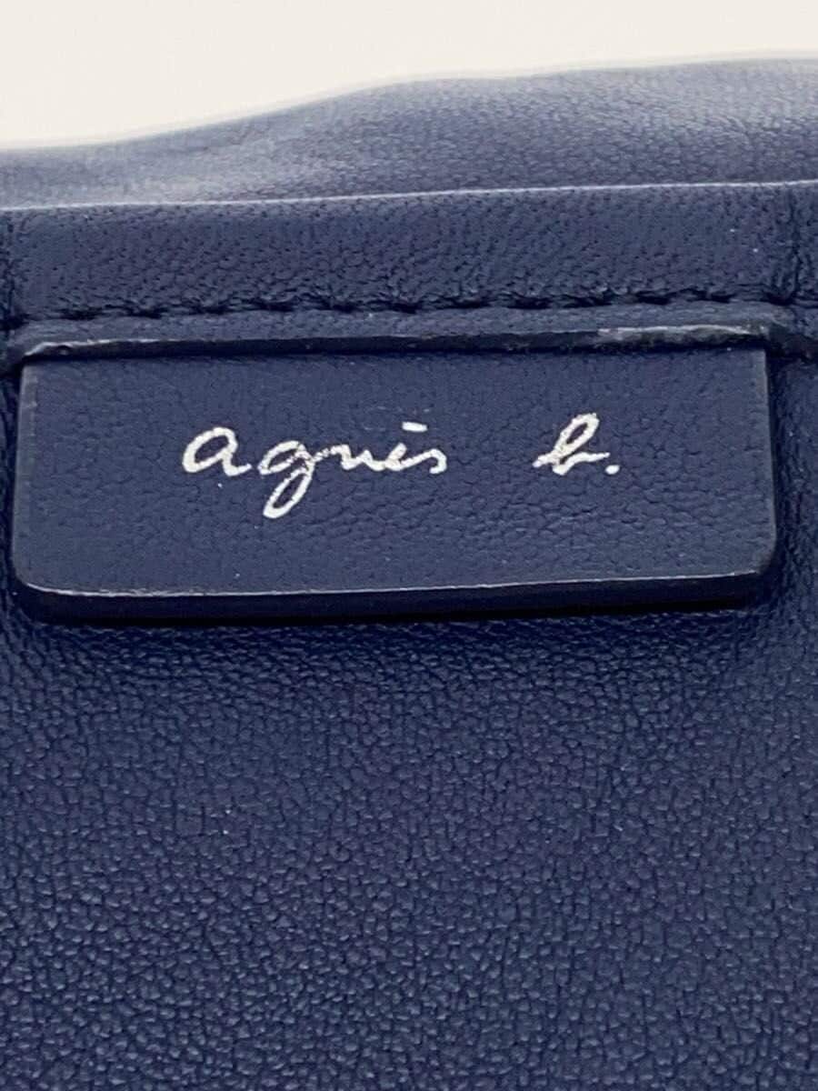 agnes b. Shoulder Bag Leather Blue Solid Color 5