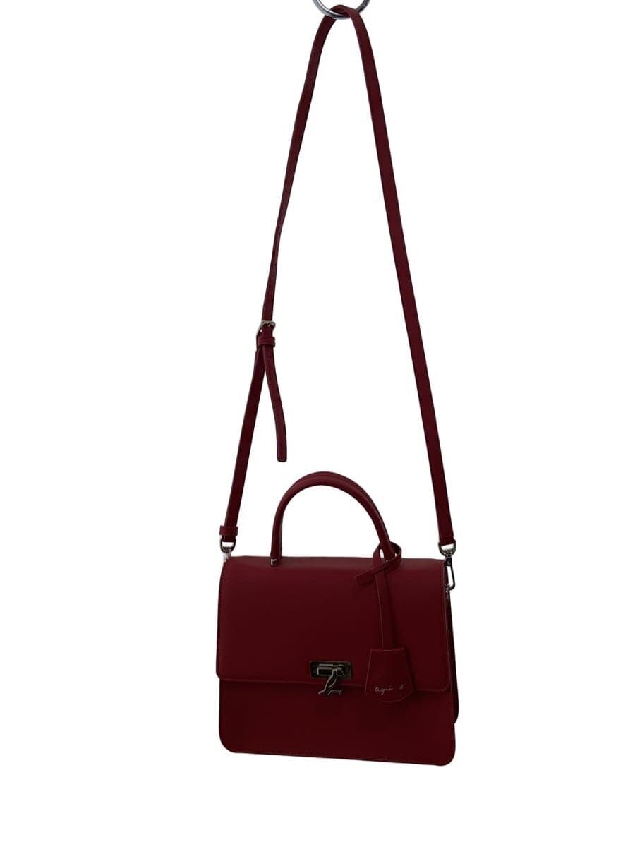 agnes b. shoulder bag cowhide RED solid color HS31