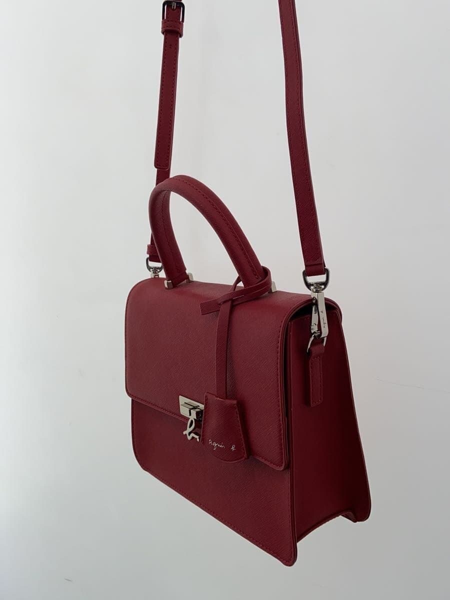 agnes b. shoulder bag cowhide RED solid color HS31 2
