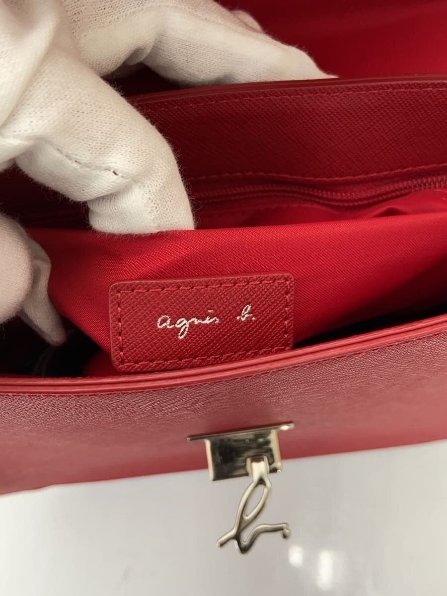 agnes b. shoulder bag cowhide RED solid color HS31 5