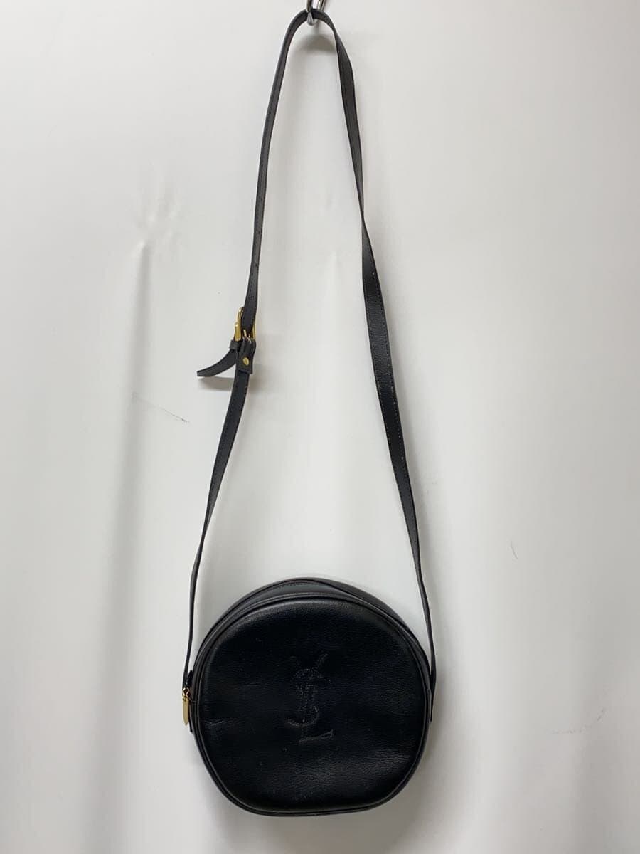 YVES SAINT LAURENT Circle Bag Shoulder Bag Leather BLK Solid 9