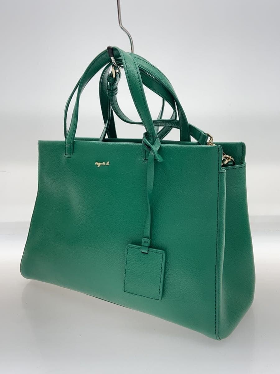 agnes b. Handle Deteriorated Handbag Cowhide GRN IS11-01 2