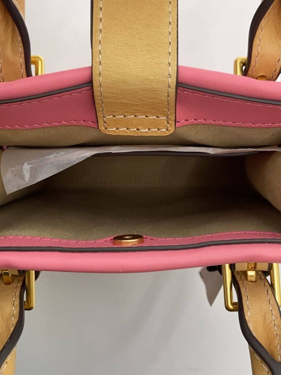 TORY BURCHT Monogram Embossed Tote Shoulder Bag Leather PNK 6