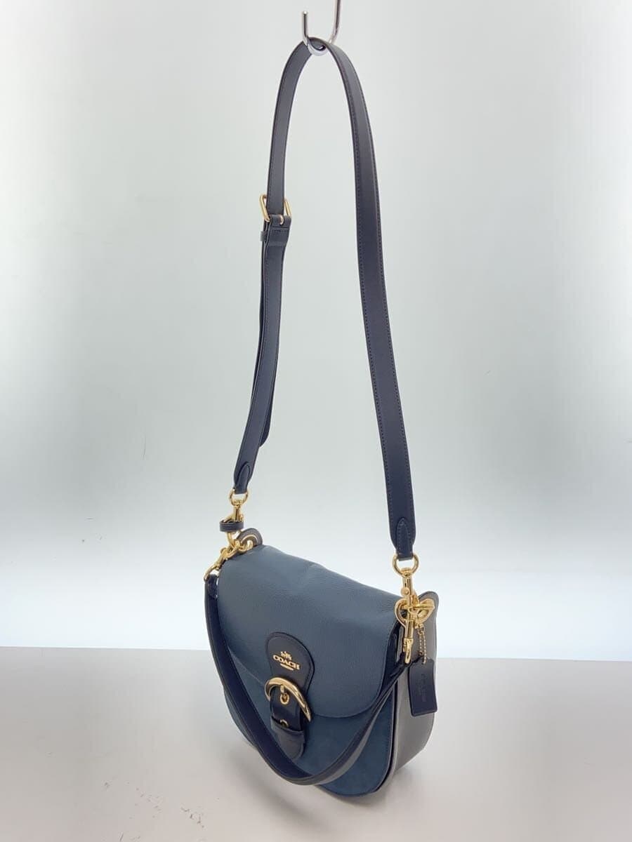 COACH slightly misshapen 2way handbag leather BLU C5688 2