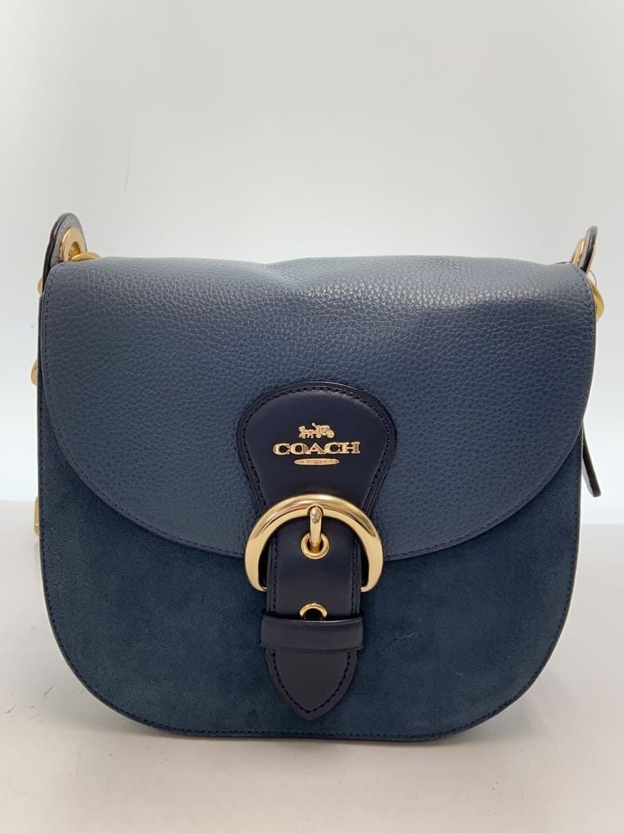 COACH slightly misshapen 2way handbag leather BLU C5688 8