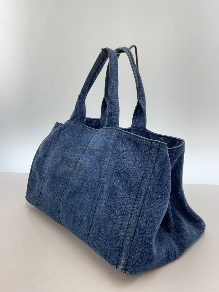 PRADA handle has stains shoulder strap missing Canapa tote bag denim IDG 2