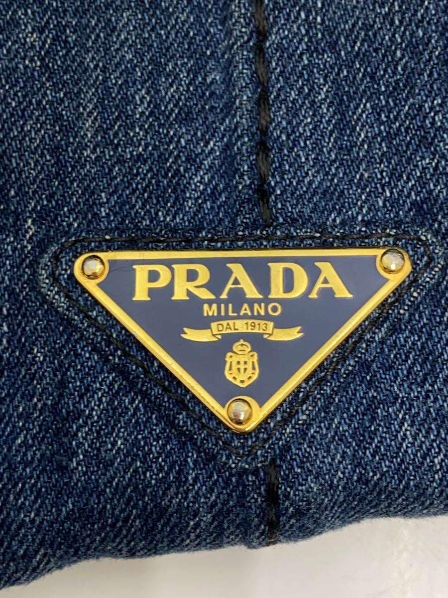 PRADA handle has stains shoulder strap missing Canapa tote bag denim IDG 5
