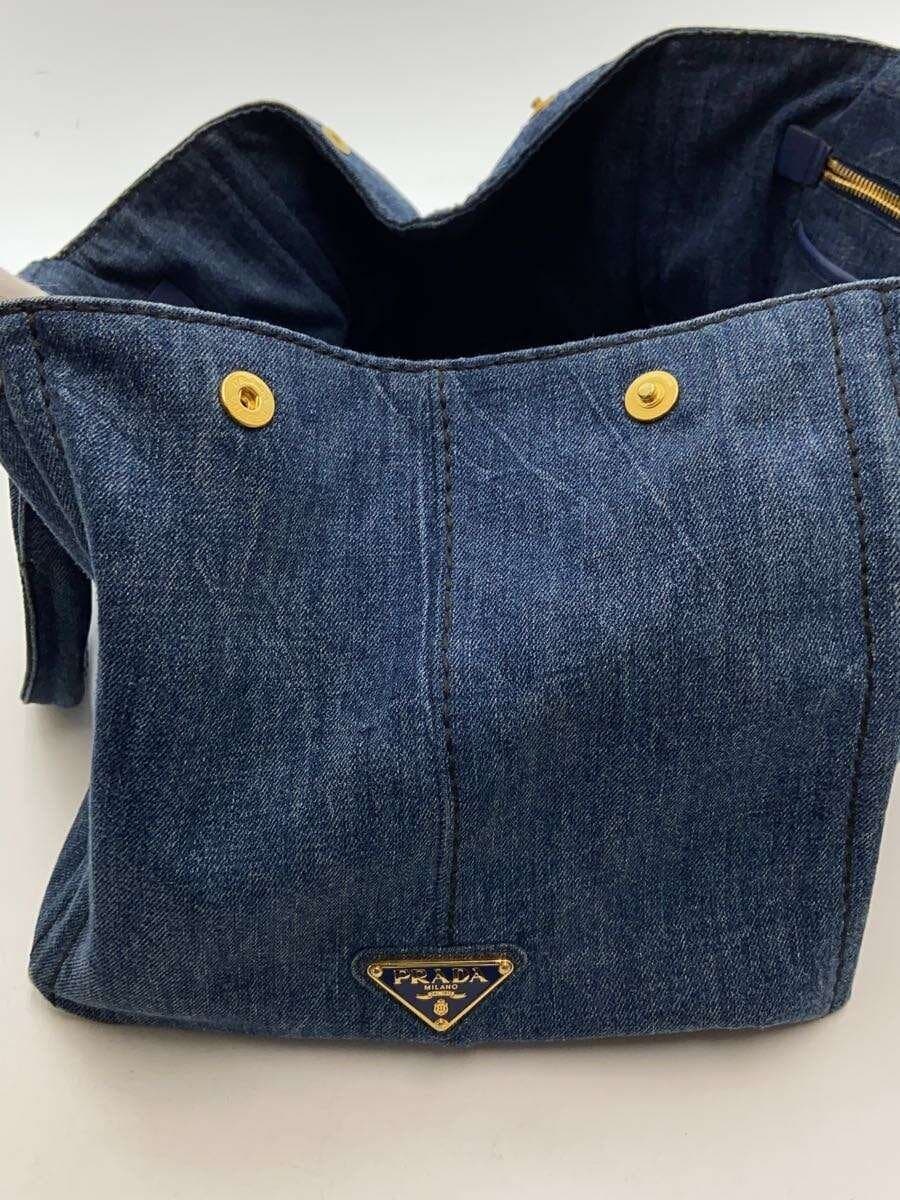 PRADA handle has stains shoulder strap missing Canapa tote bag denim IDG 7