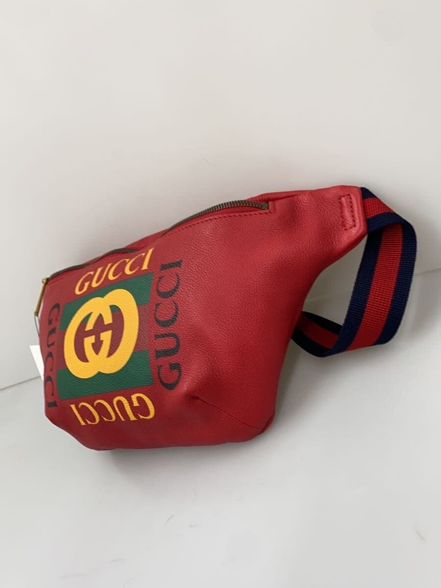 GUCCI Waist Bag Leather RED 493869 2