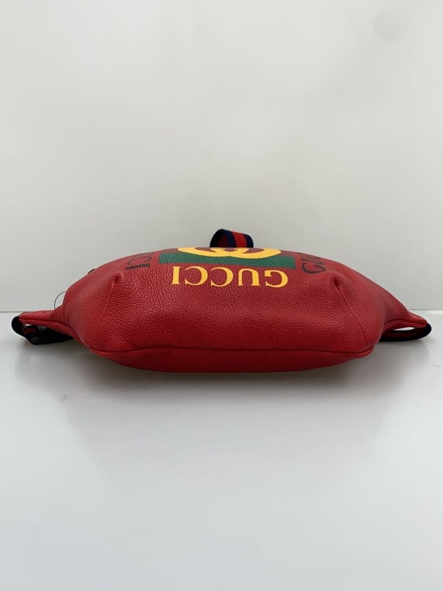 GUCCI Waist Bag Leather RED 493869 4