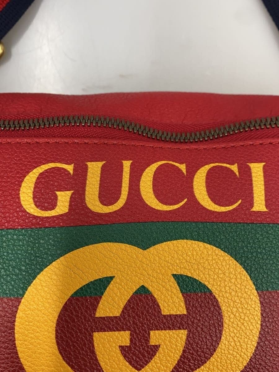 GUCCI Waist Bag Leather RED 493869 5