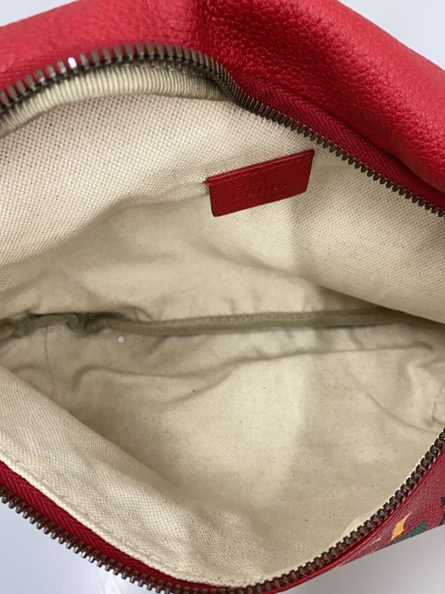 GUCCI Waist Bag Leather RED 493869 6