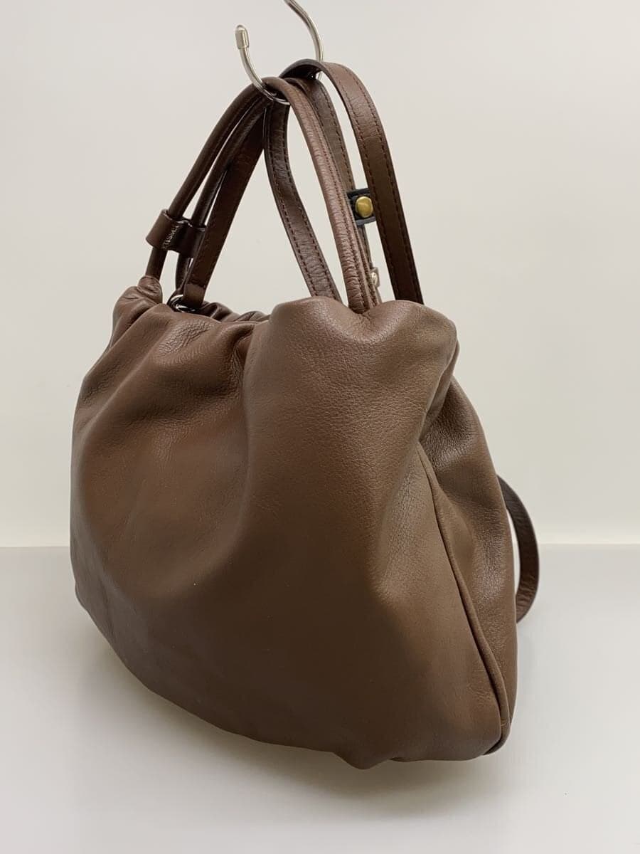 russet Leather Drawstring 4WAY Shoulder Bag Leather BRW 2