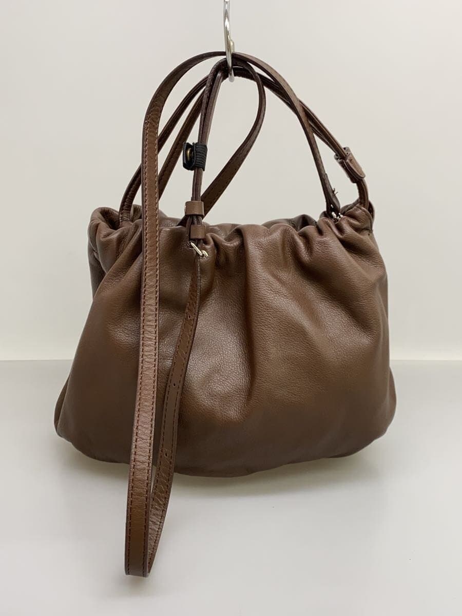 russet Leather Drawstring 4WAY Shoulder Bag Leather BRW 3